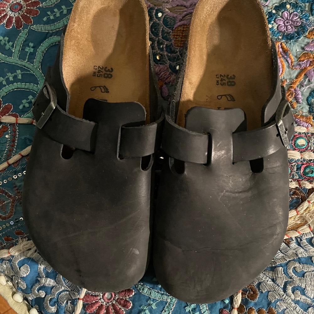 Birkenstock oiled black leather Boston 38 reg
